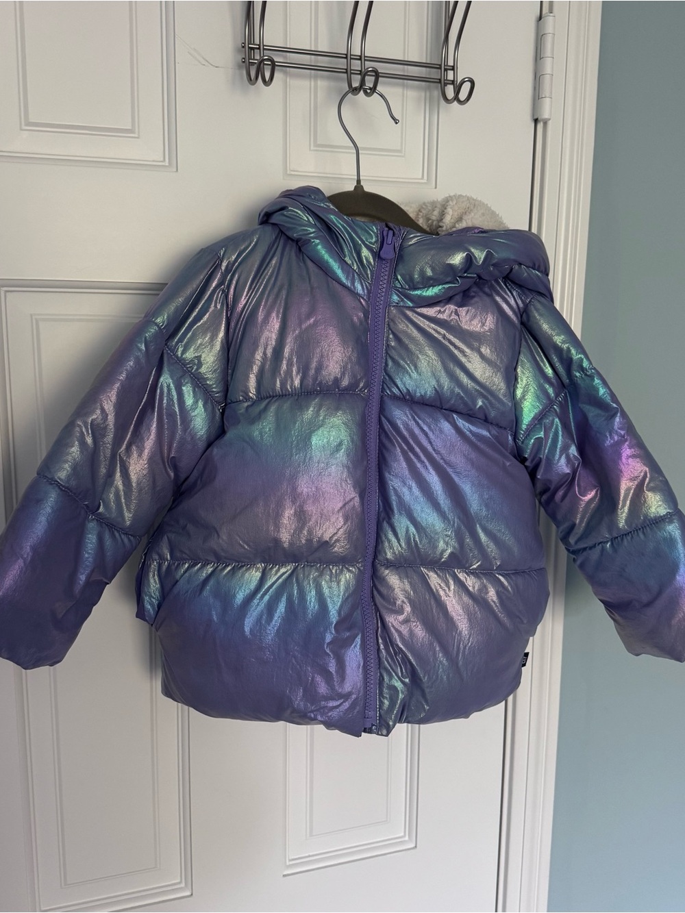 GAP Iridescent Shine Fashion Puff Jacket - purple rainbow Cream puffer warm coat